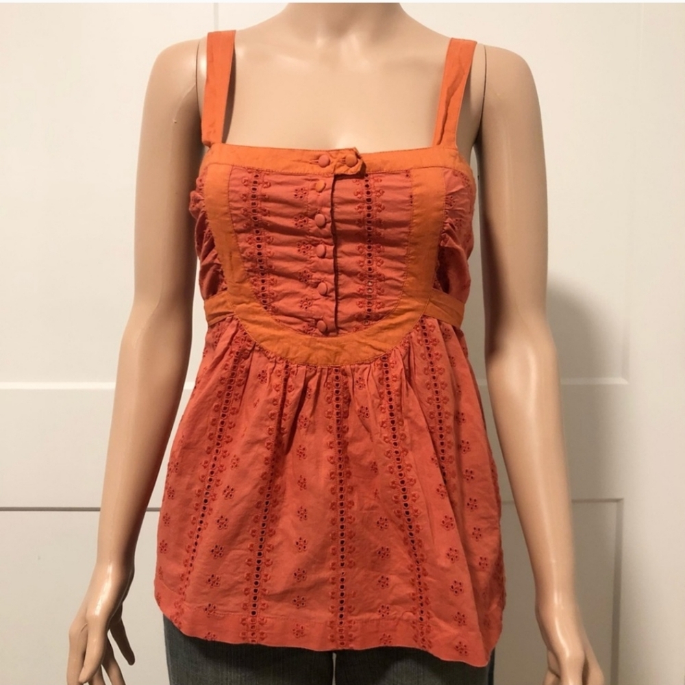 Women's Orange Cotton Tank Top